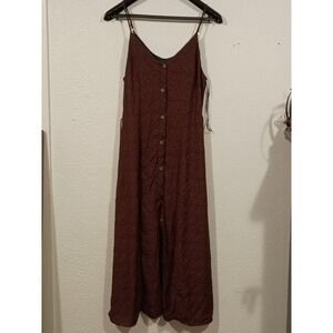 Sienna Sky Women Midi Shift Dress Size Large Spaghetti Straps Sleeve Lightweight